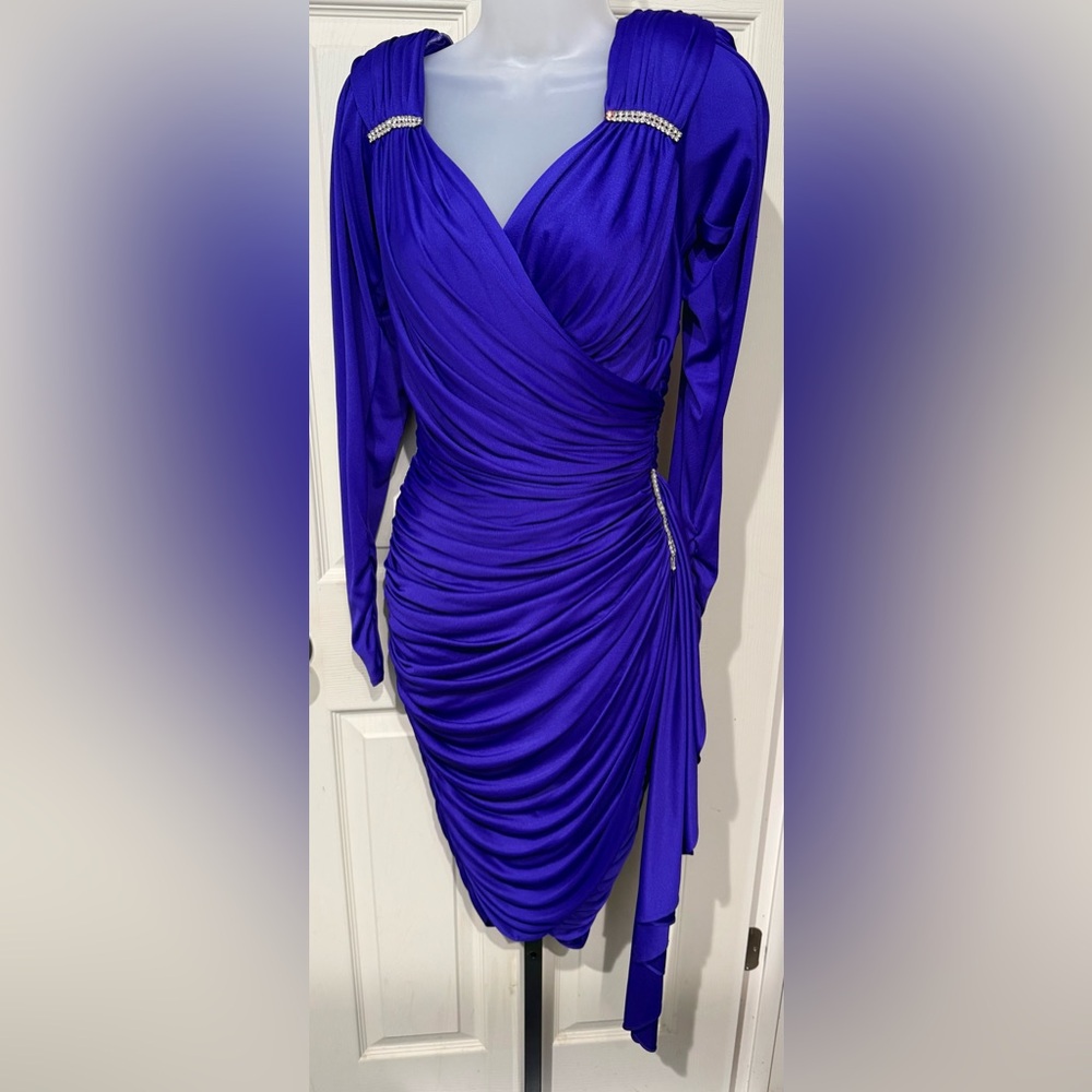VTG Tadashi Shoji Royal Blue Rhinestone Embellished Formal Dress